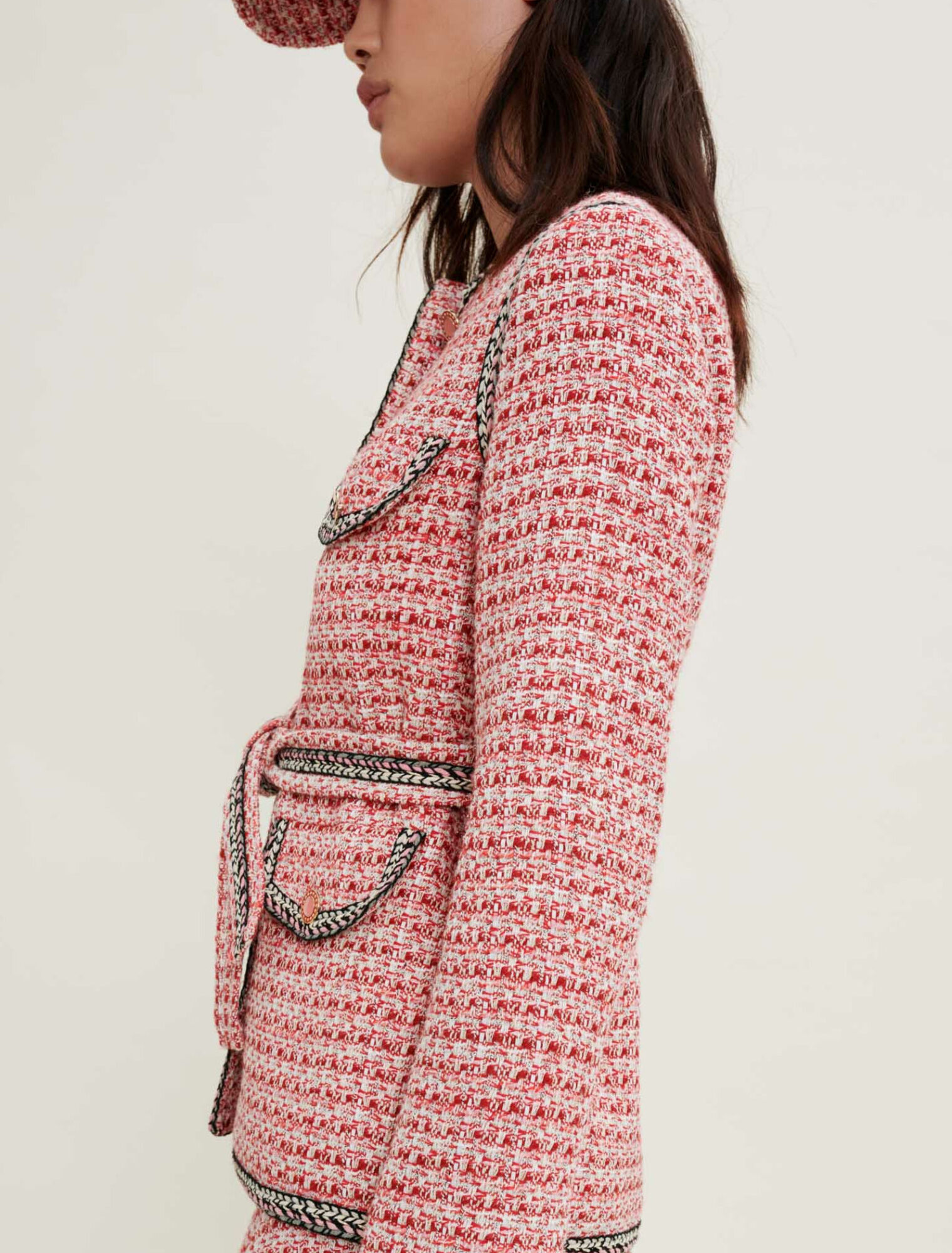 Giacca in tweed con trecce etniche