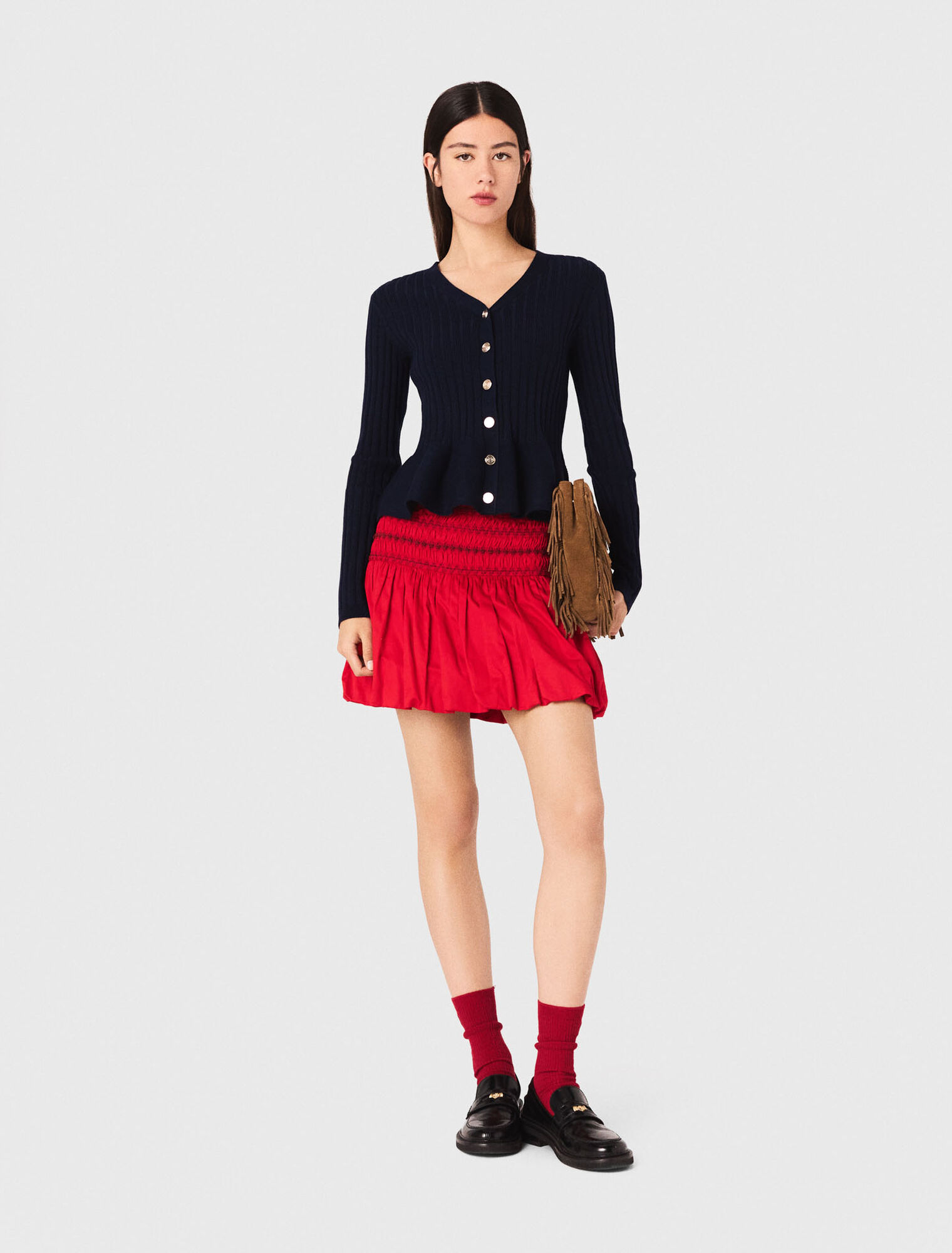 Cardigan con vita peplo
