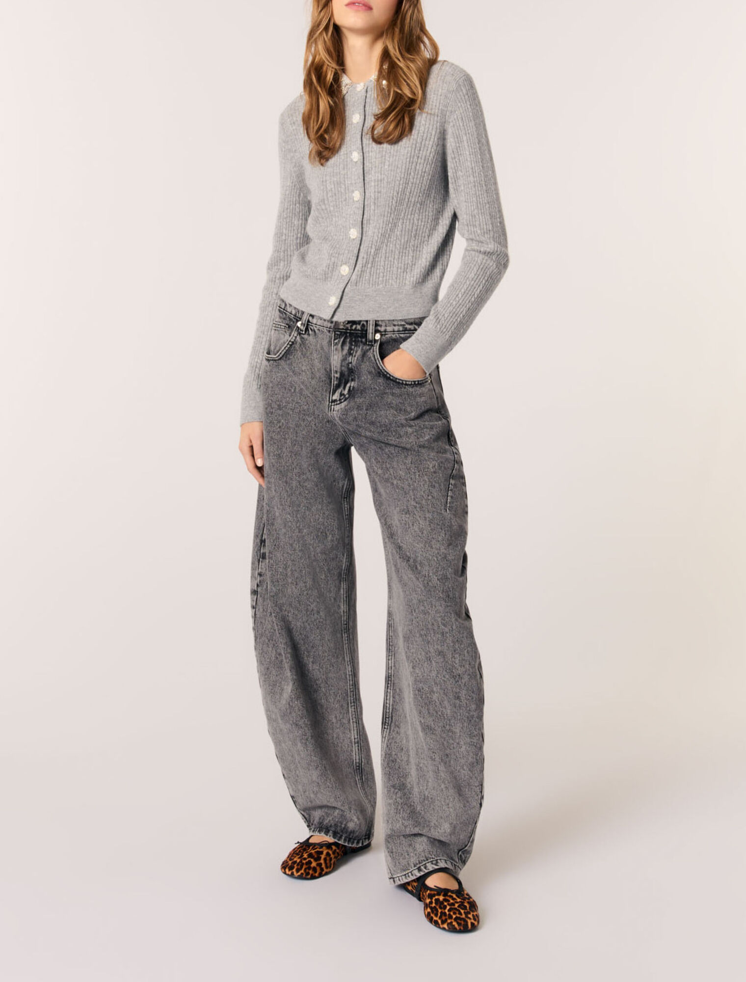 Cardigan con colletto rimovibile