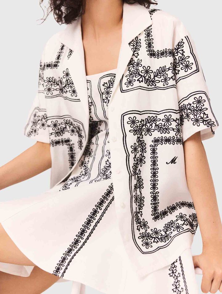Camicia maniche corte ricamata