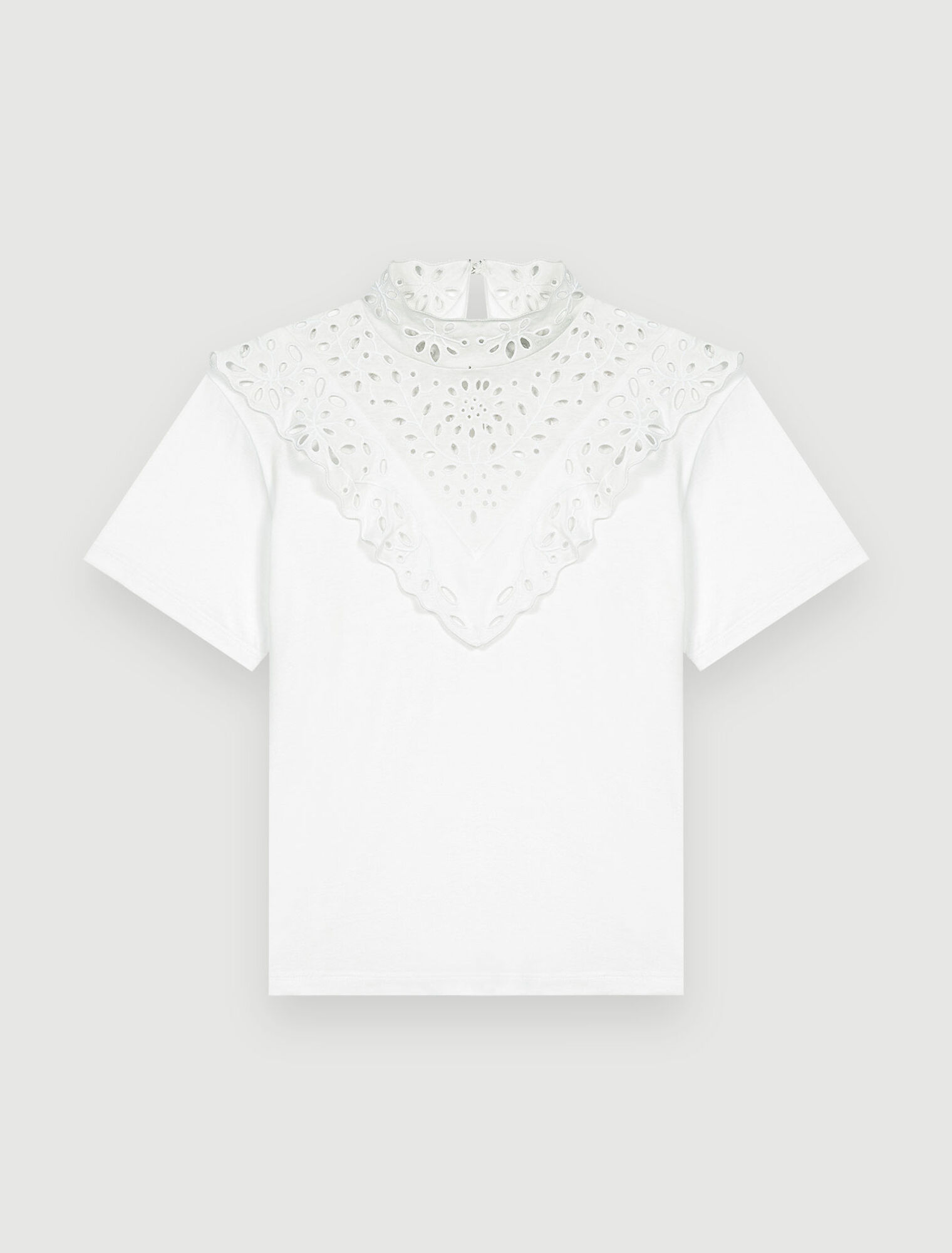 T-shirt con ricamo e volant