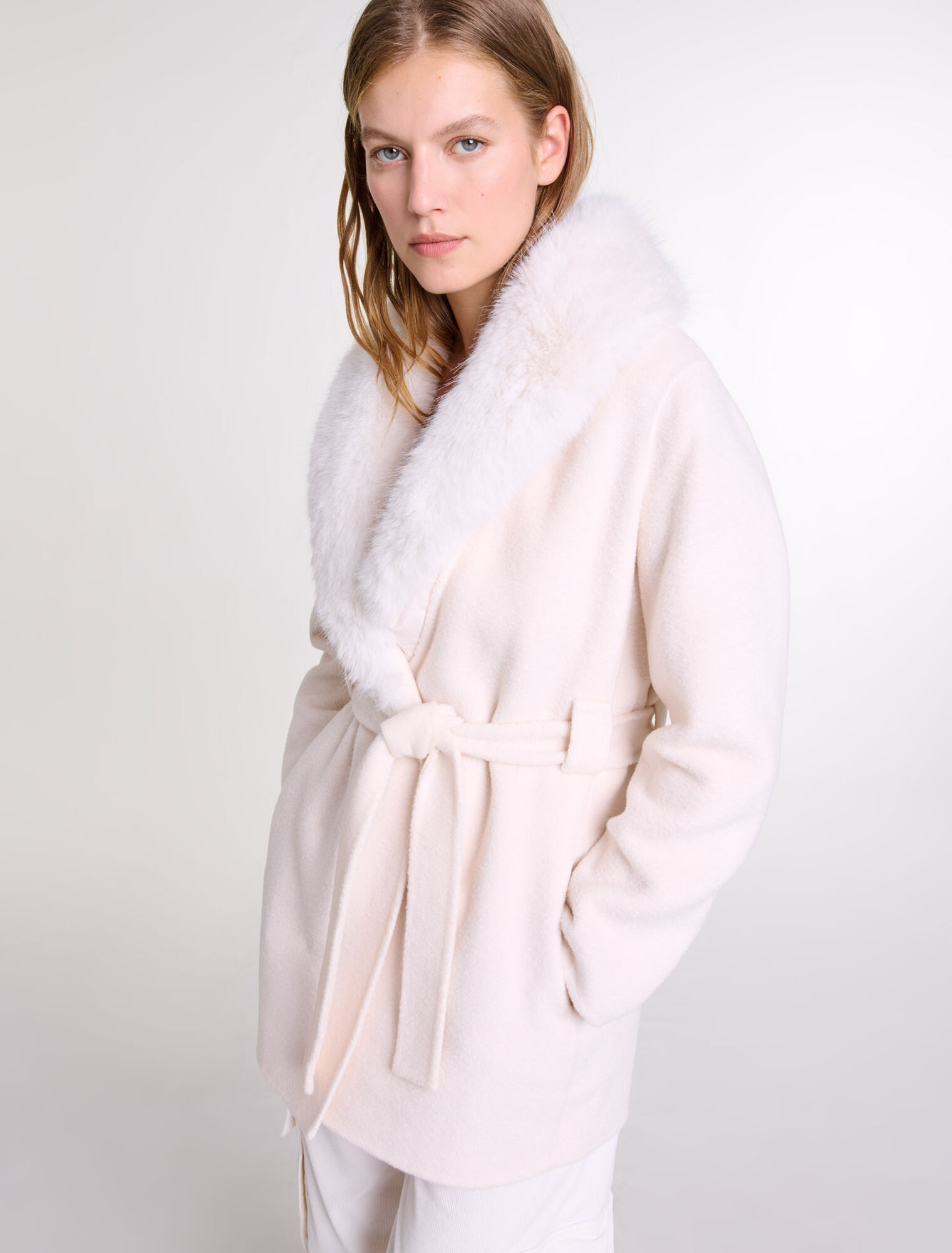 Cappotto lungo in ecopelliccia
