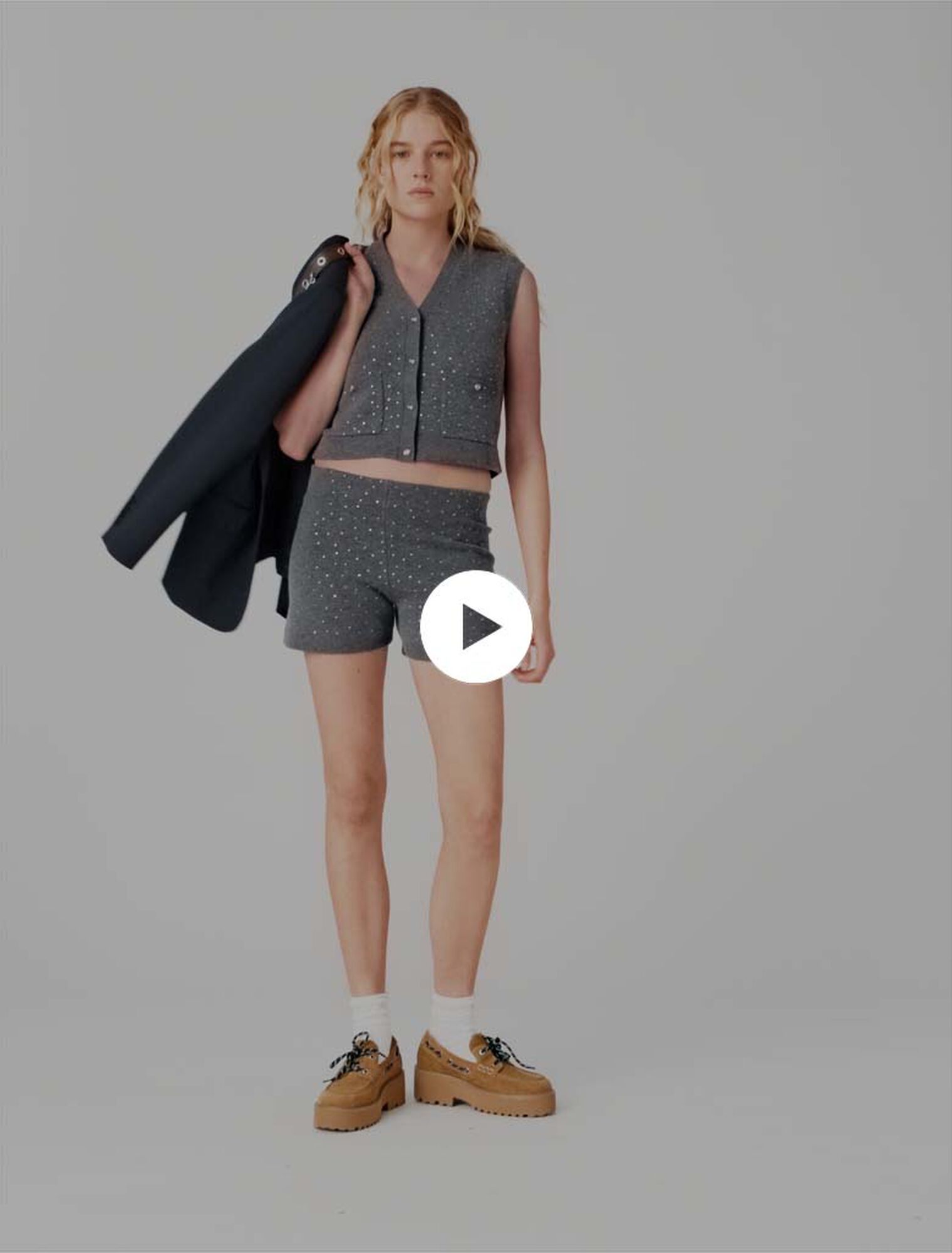 Shorts in maglia con strass