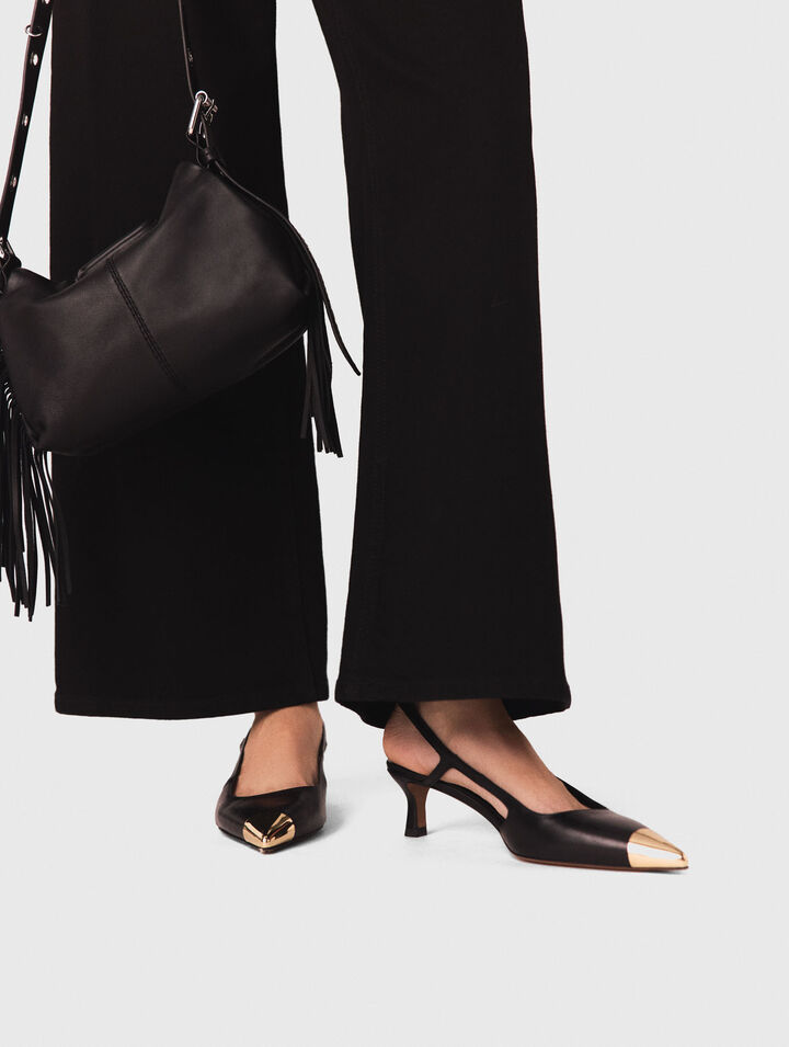 D&eacute;collet&eacute; slingback in pelle liscia