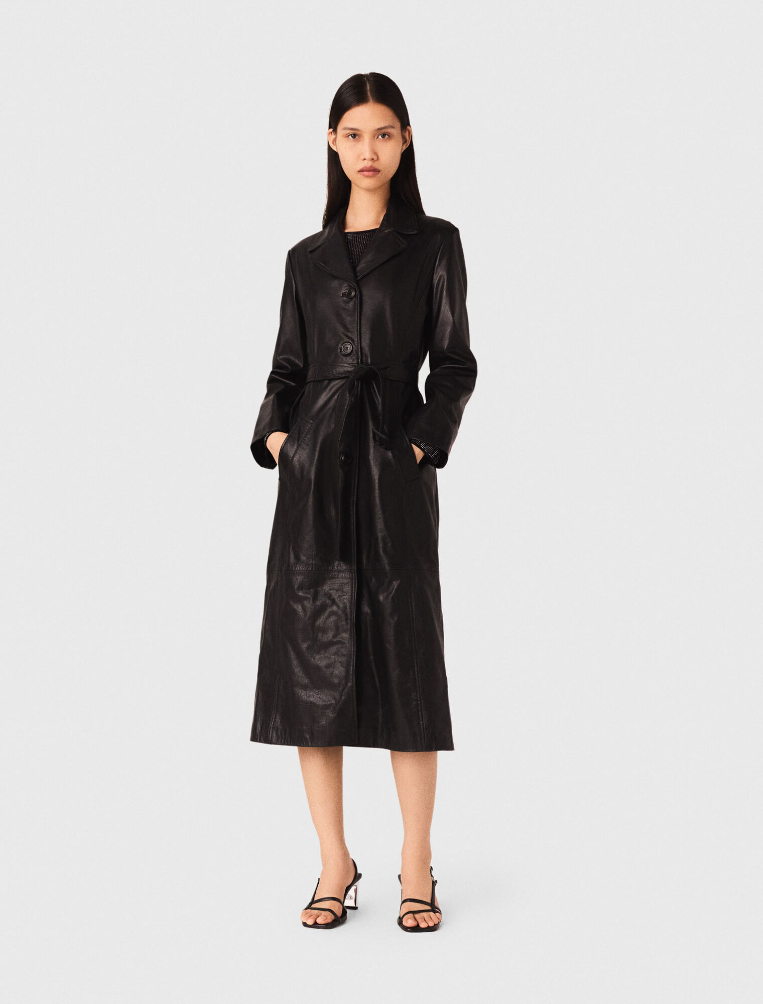 Trench lungo in pelle