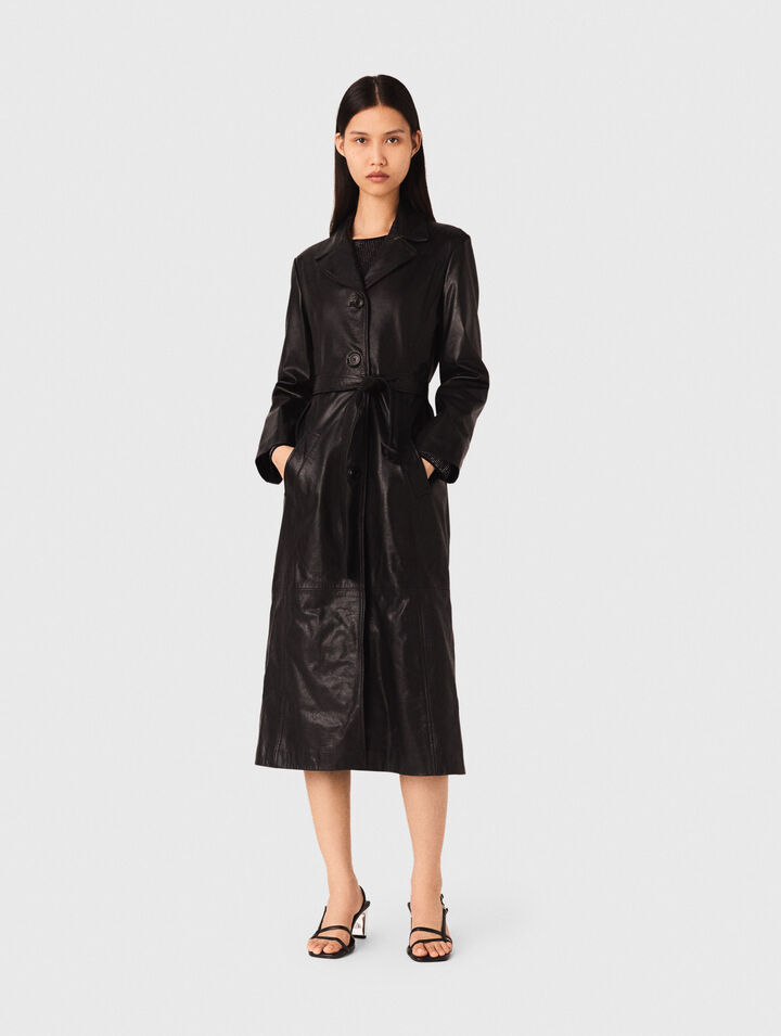 Trench lungo in pelle