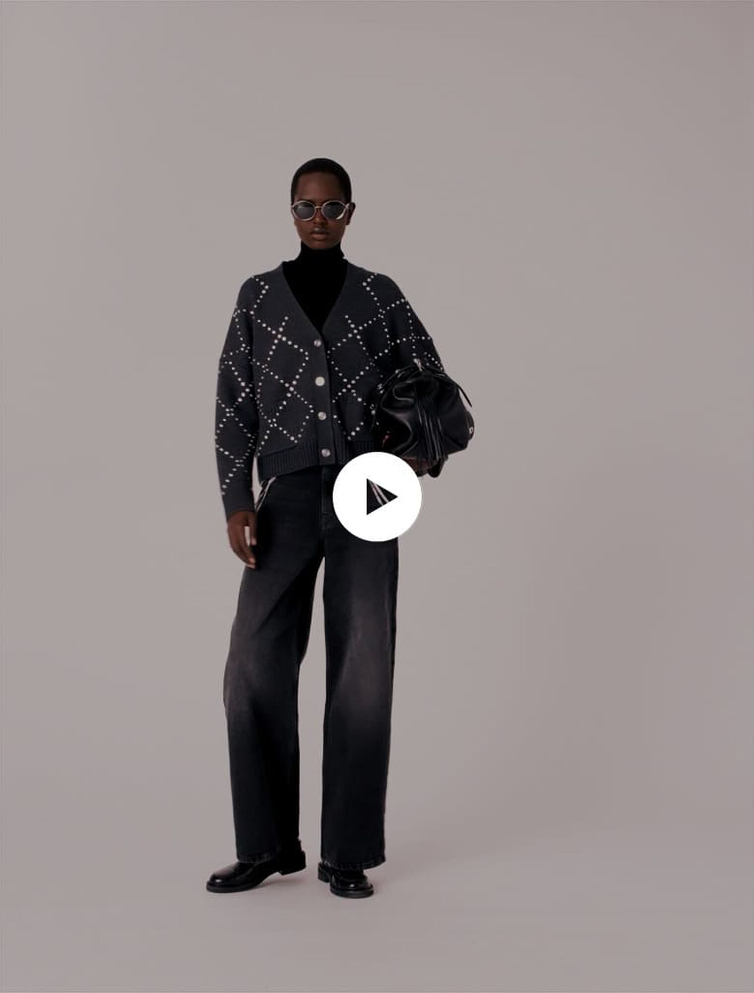 Cardigan a quadri con strass