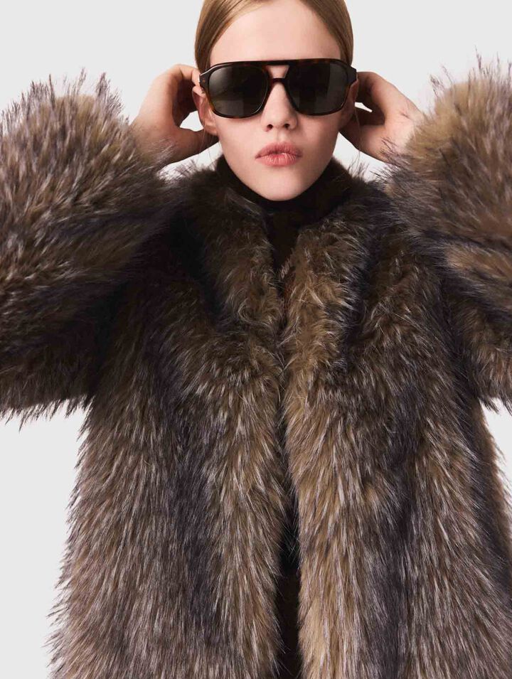 Cappotto lungo in ecopelliccia
