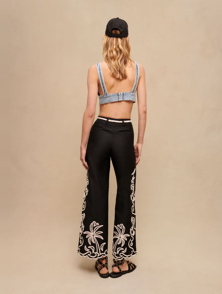 Brassière in denim con strass