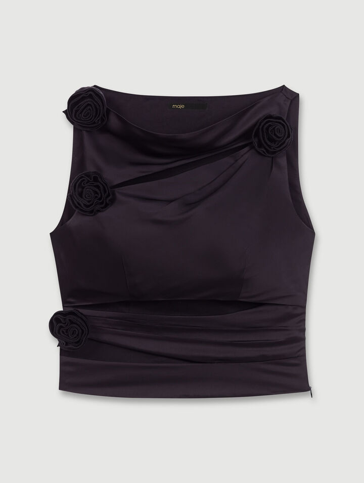 Top drappeggiato satinato