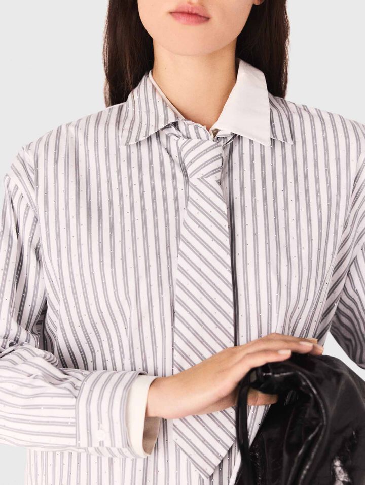 Camicia a righe glitterata con cravatta