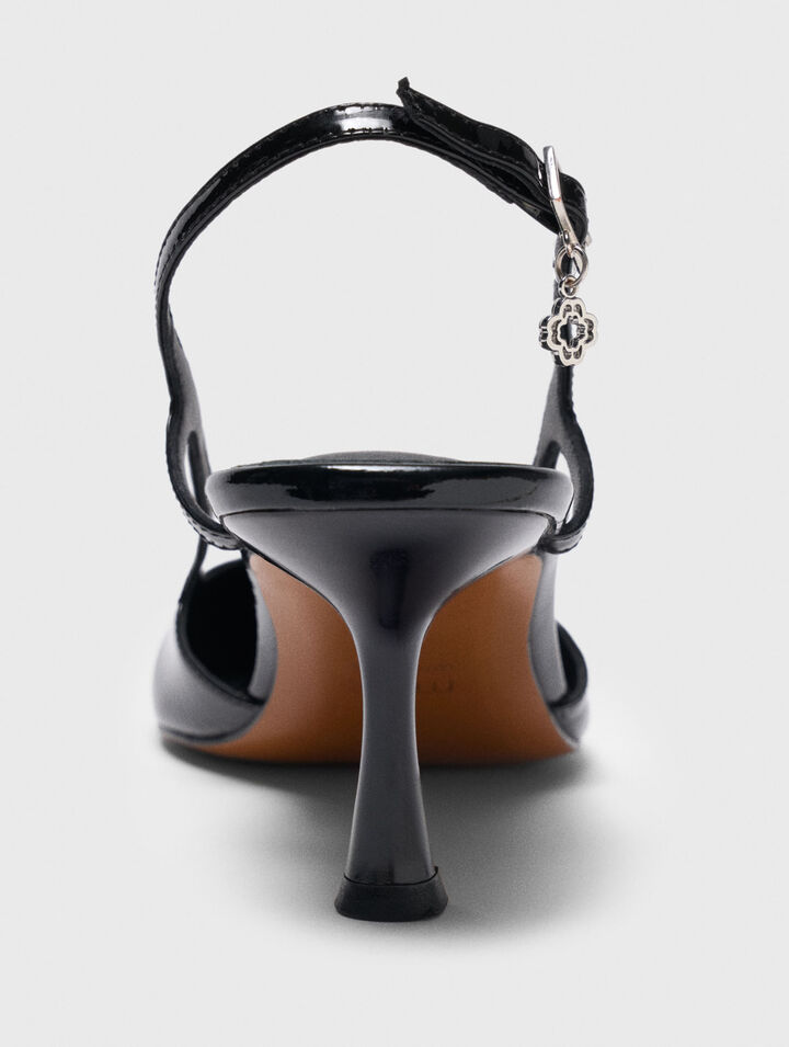 Décolleté slingback in pelle verniciata