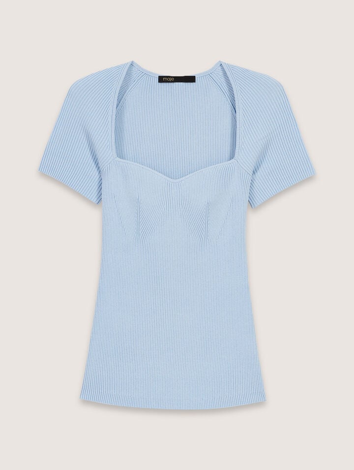 Top in maglia a coste