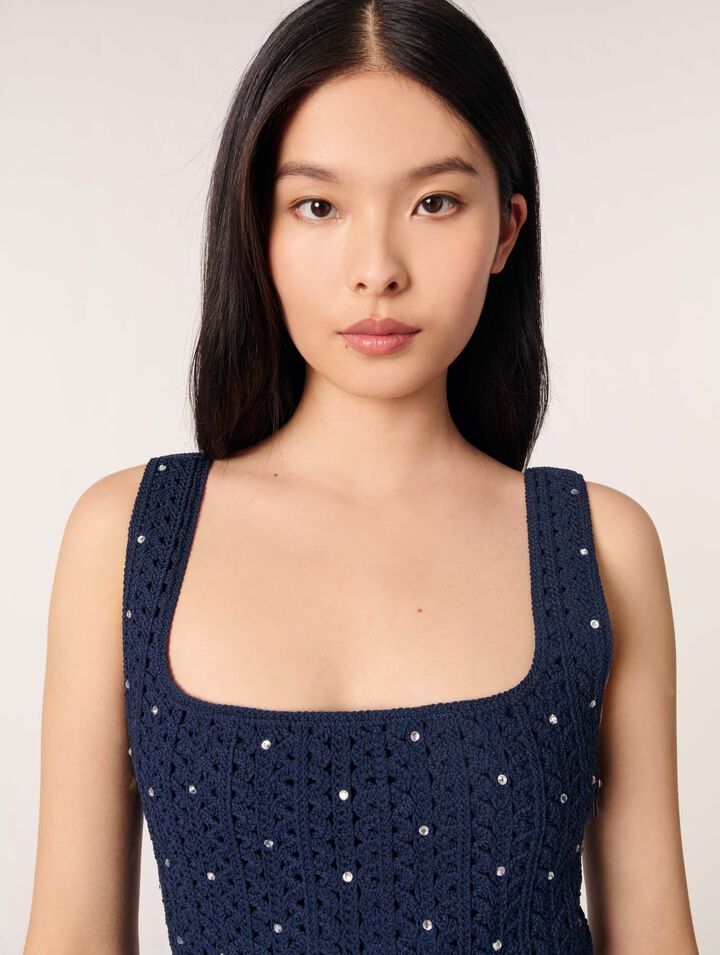 Abito corto in crochet glitterato