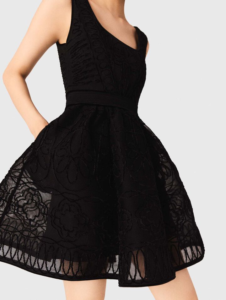 Abito corto punto canestro ricamato