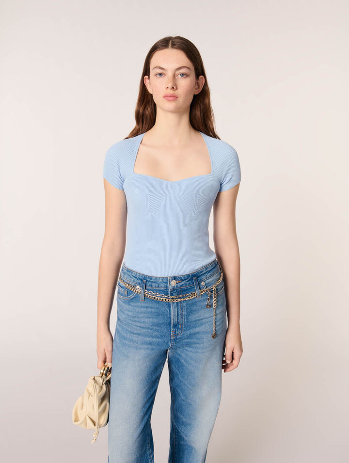 Top in maglia a coste