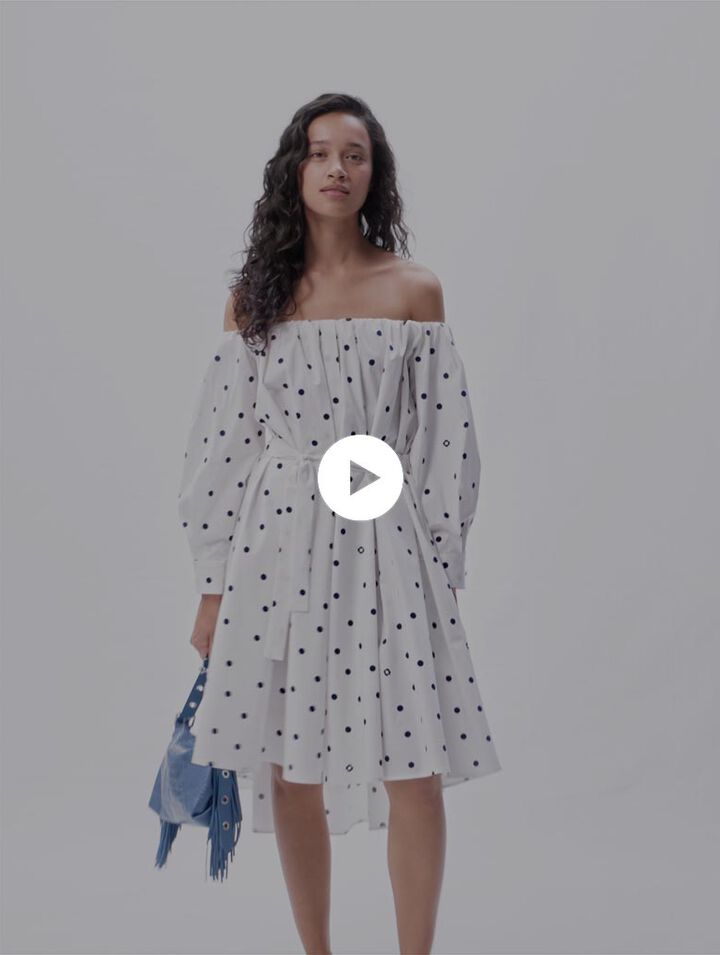 Abito chemisier con scollo bardot 