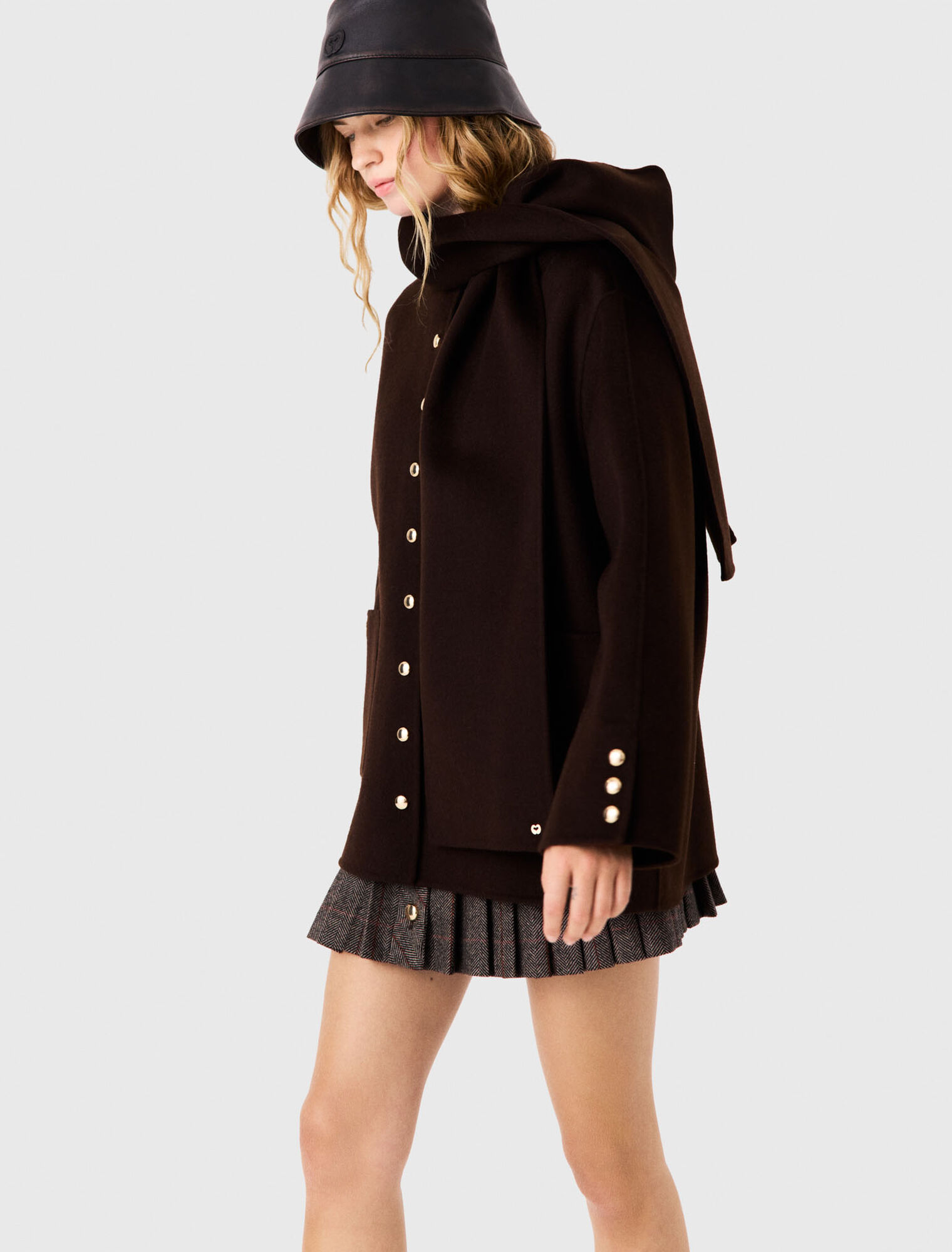 Cappotto in lana sciarpa rimovibile