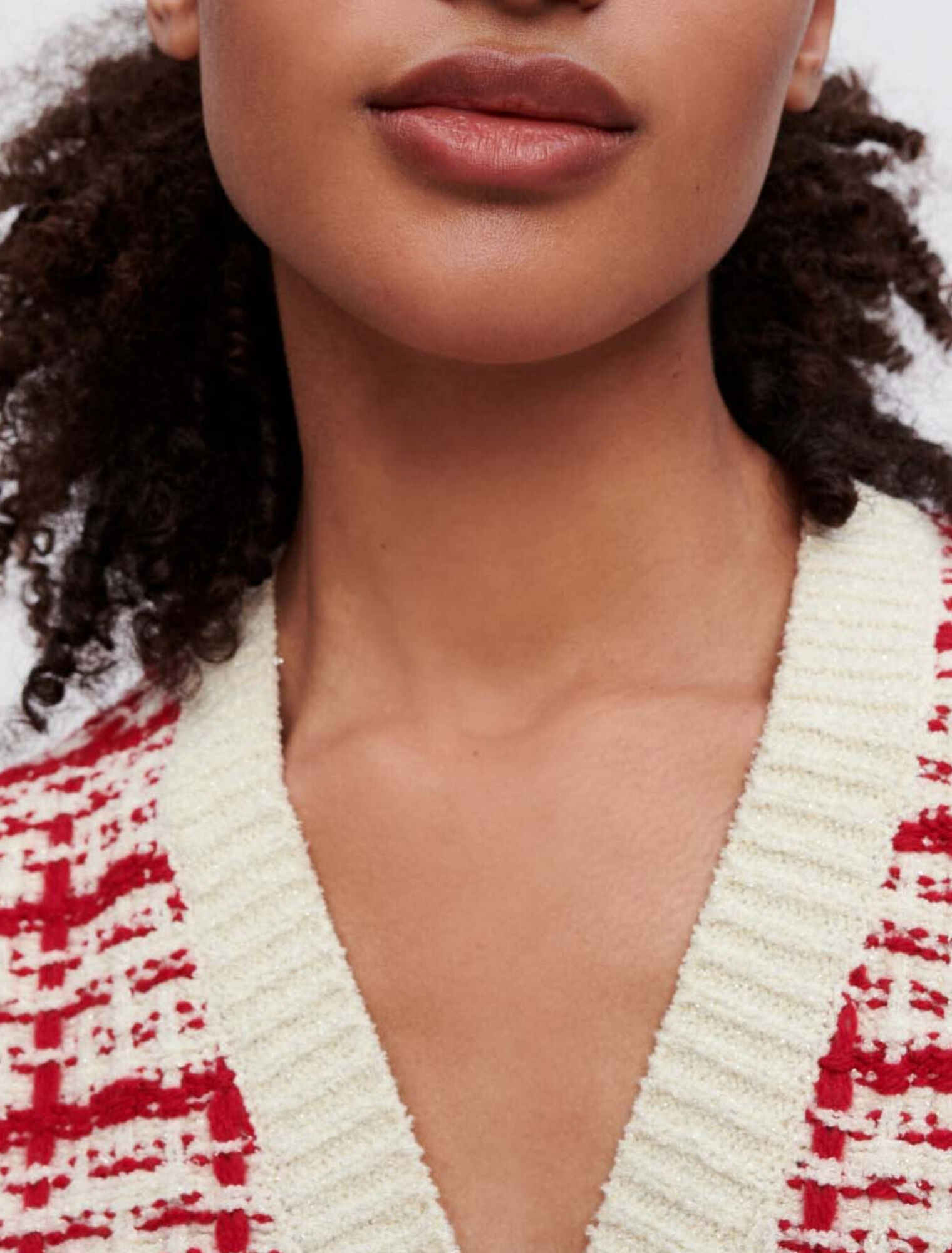 Cardigan in maglia tipo tweed bicolore