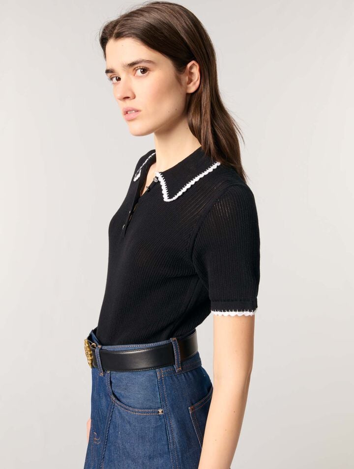 Polo in maglia pointelle