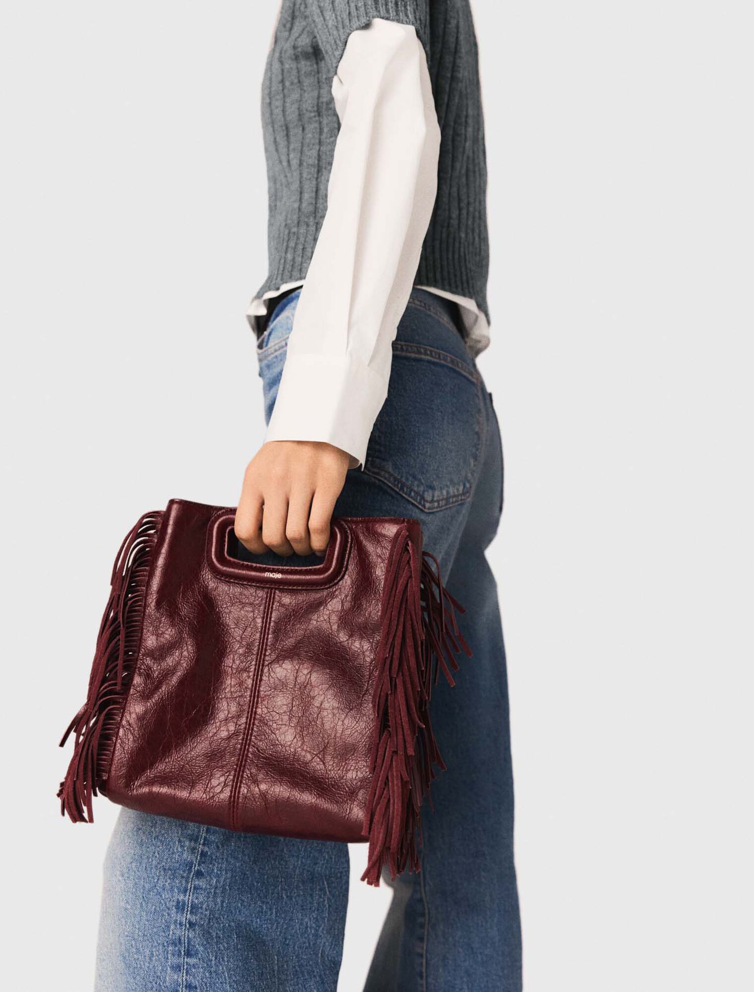 Borsa M in pelle craquel&eacute;