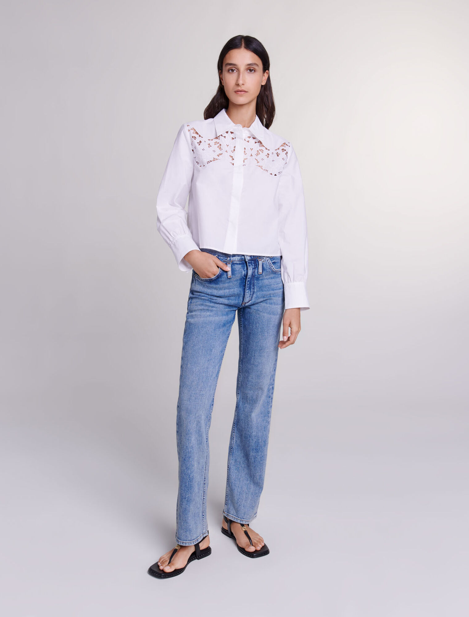 Camicia traforata in cotone