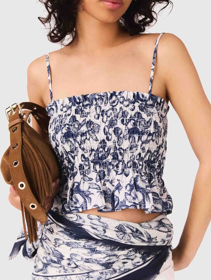 Top a punto smock stampato