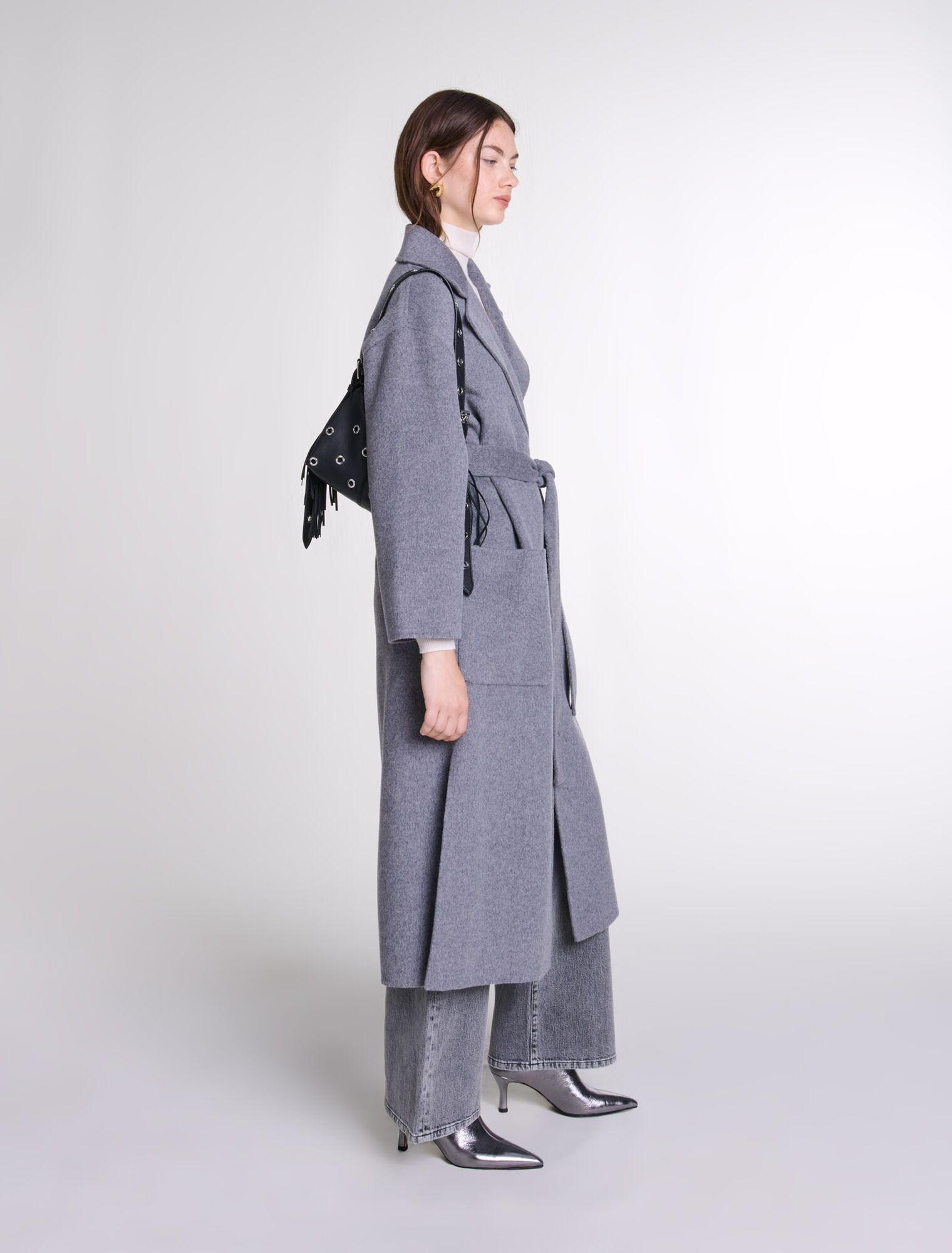 Cappotto lungo cintura double face