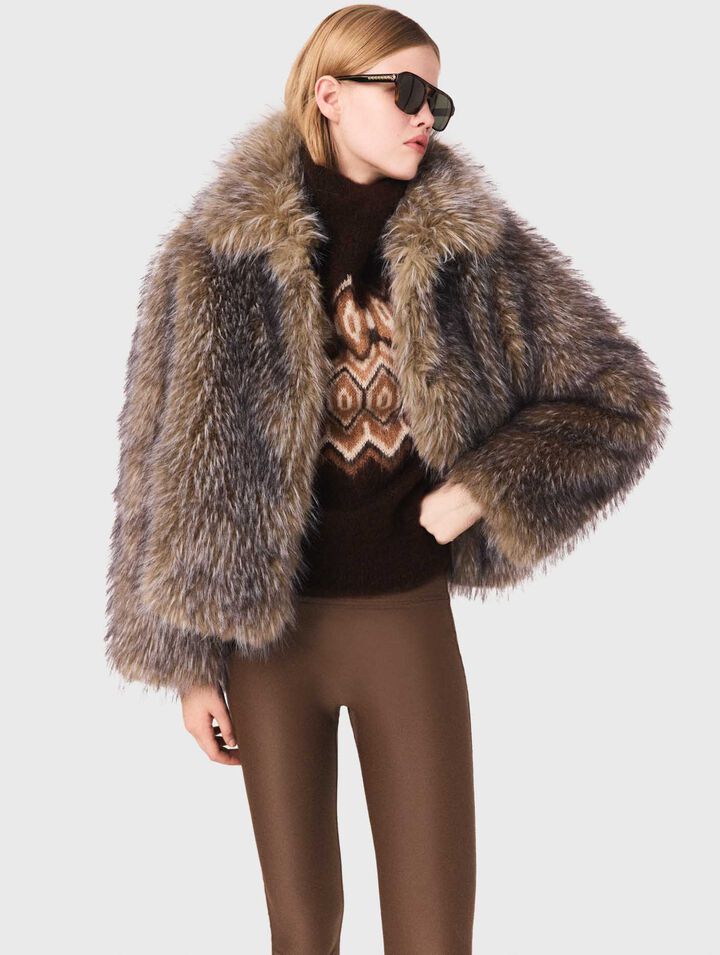 Cappotto corto in ecopelliccia