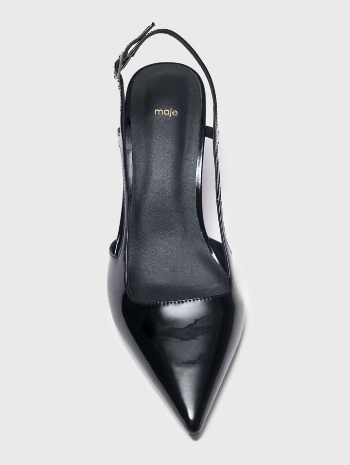 Décolleté slingback in pelle verniciata
