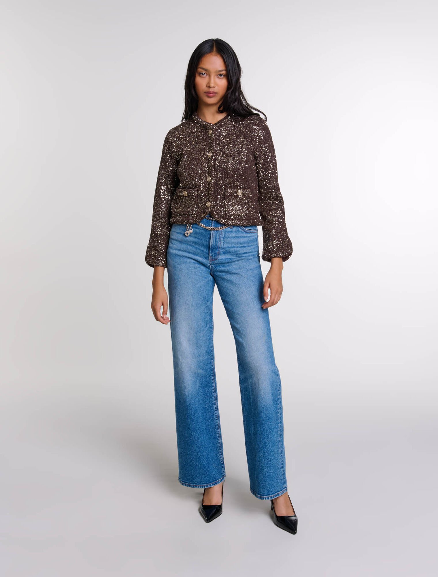 Cardigan con lustrini