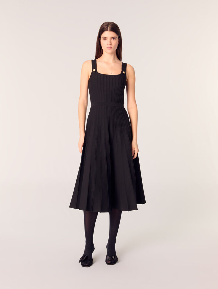 Abito midi in maglia plissettata