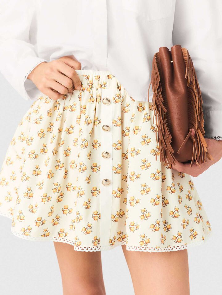 Gonna stampata con bordo a zig zag