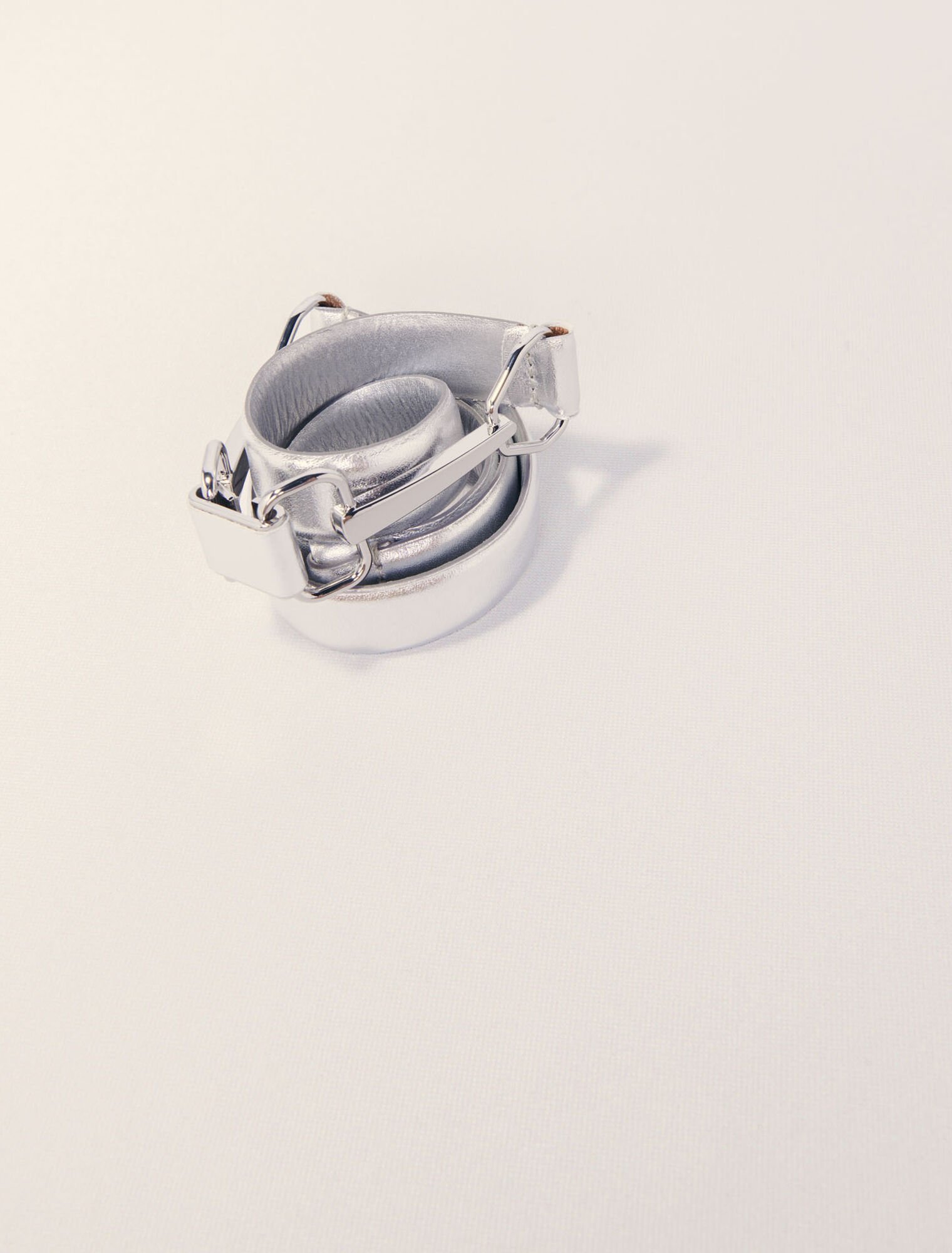 Cintura in pelle metallizzata