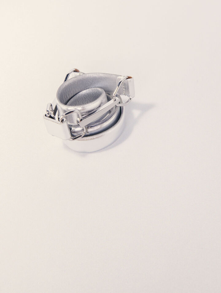 Cintura in pelle metallizzata