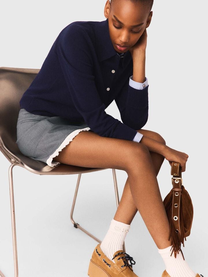 Gonna a trapezio con banda popeline