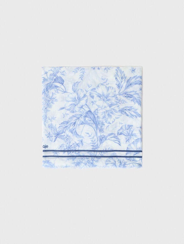 Scialle in misto lana stampa fiori