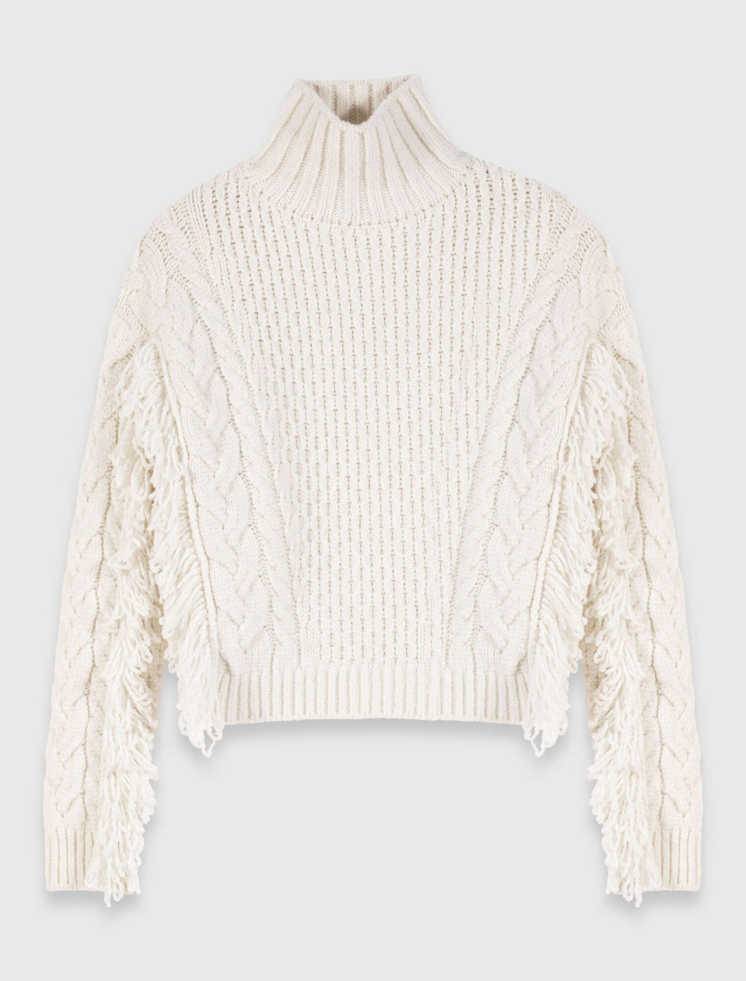 Maglione in lana mélange con frange