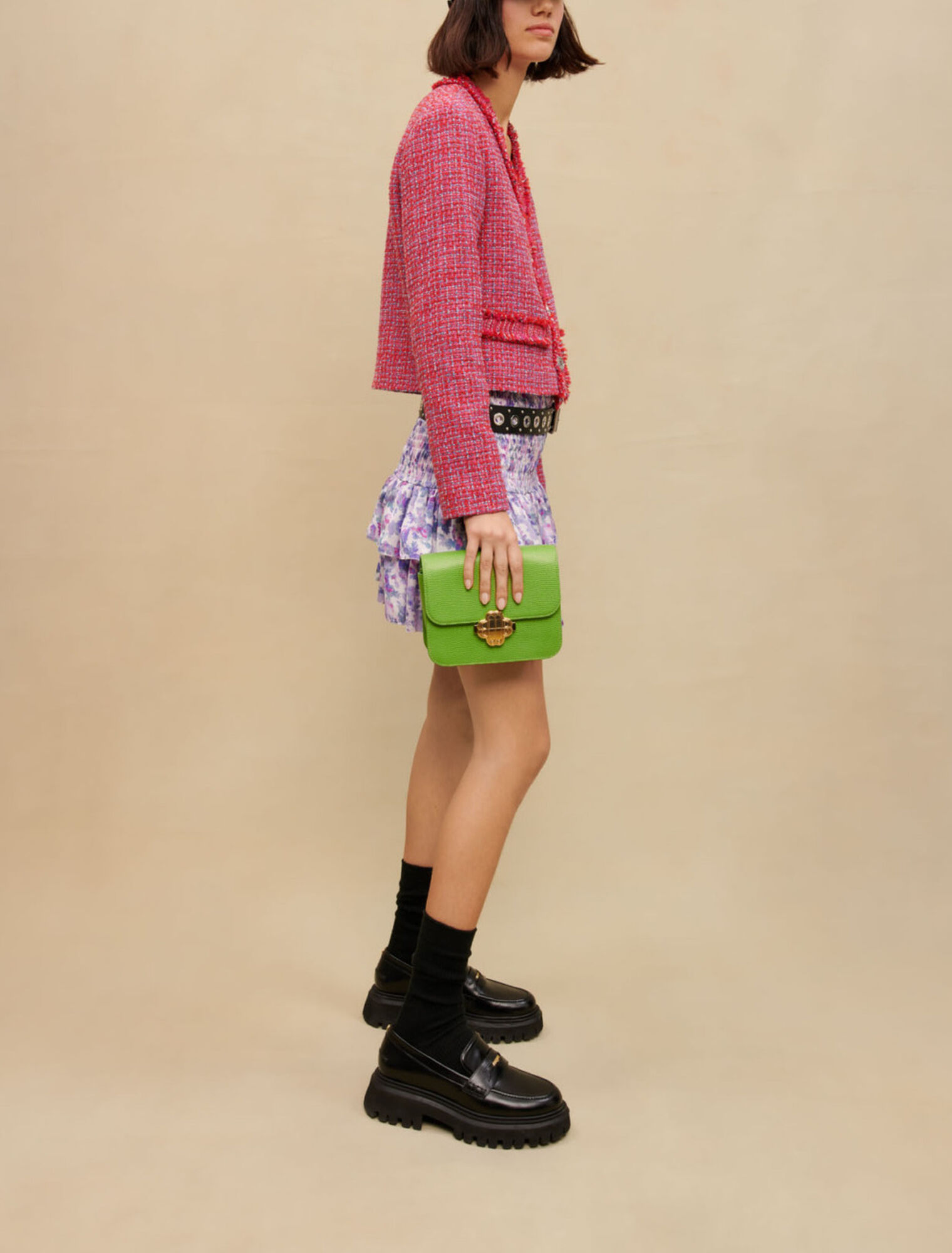 Gonna smocked con stampa floreale