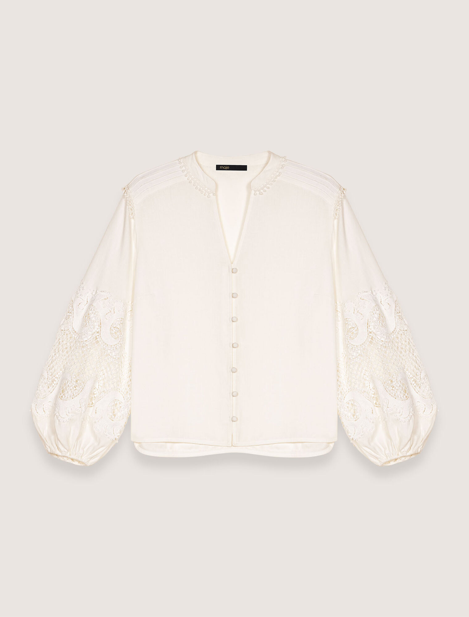 Camicia con maniche ricamate