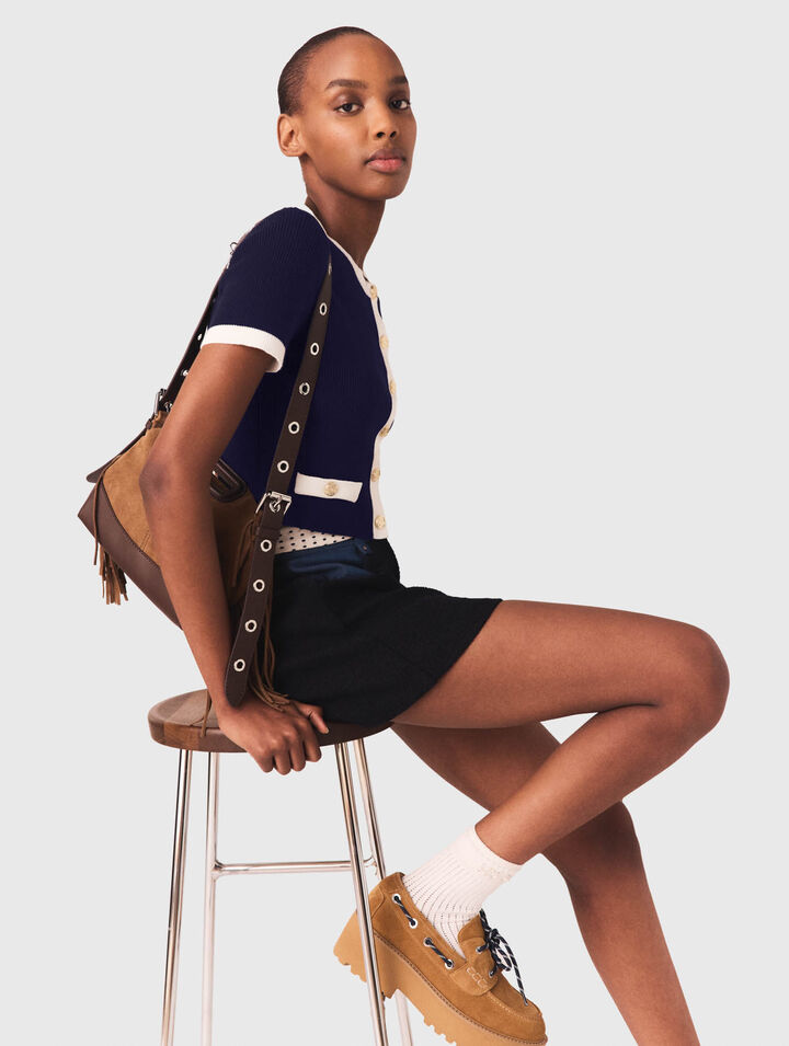 Cardigan corto dettagli a contrasto