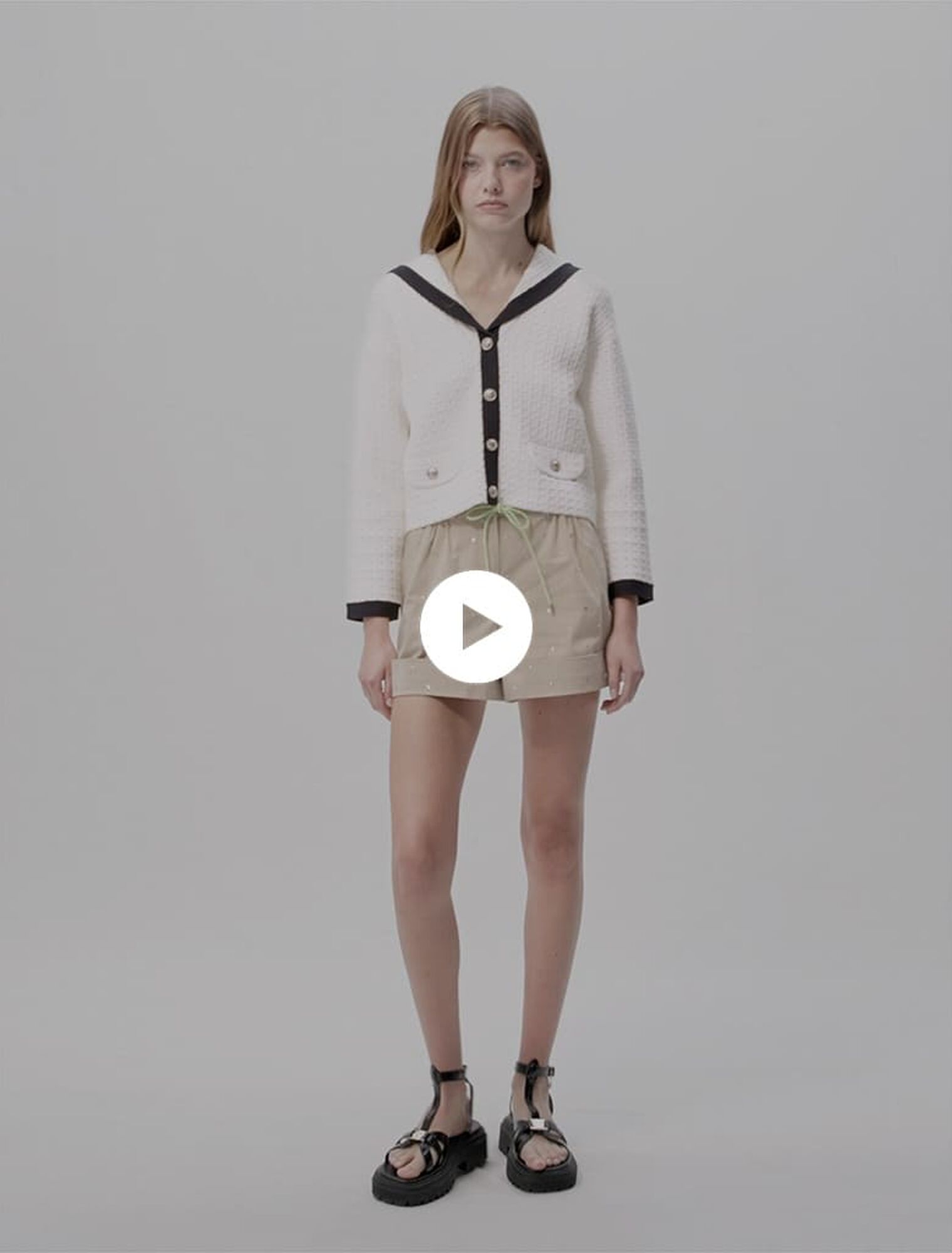 Cardigan con colletto a contrasto