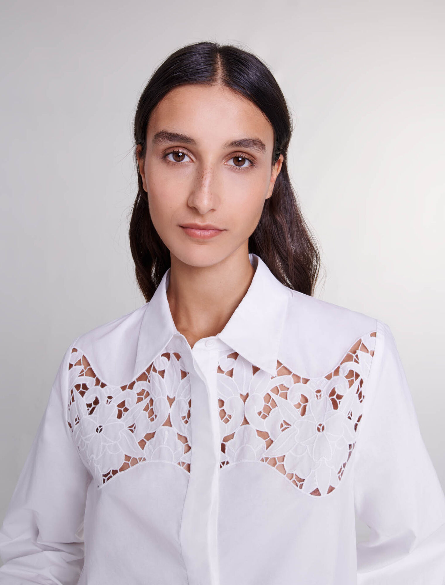 Camicia traforata in cotone