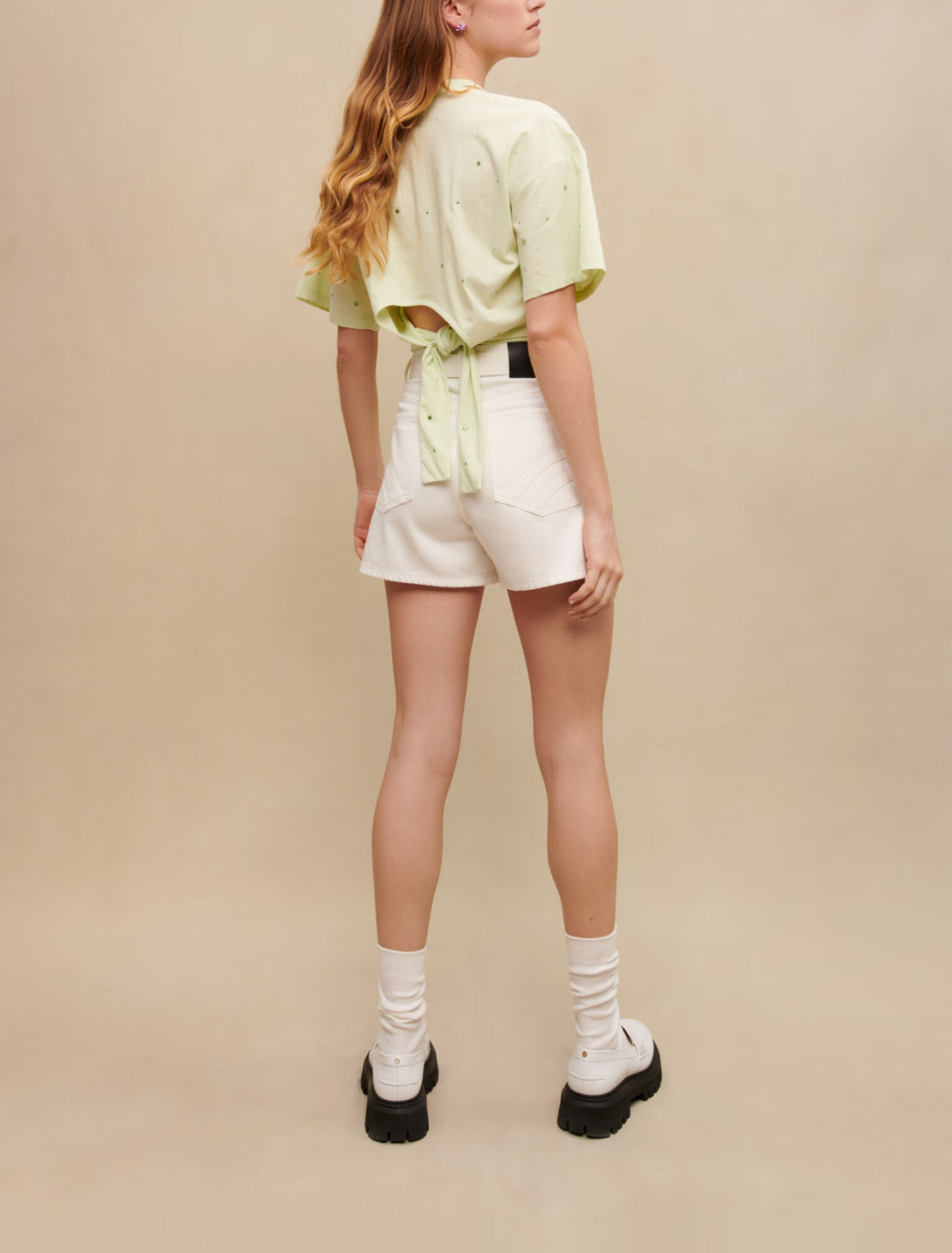 T-shirt con cristalli di palma