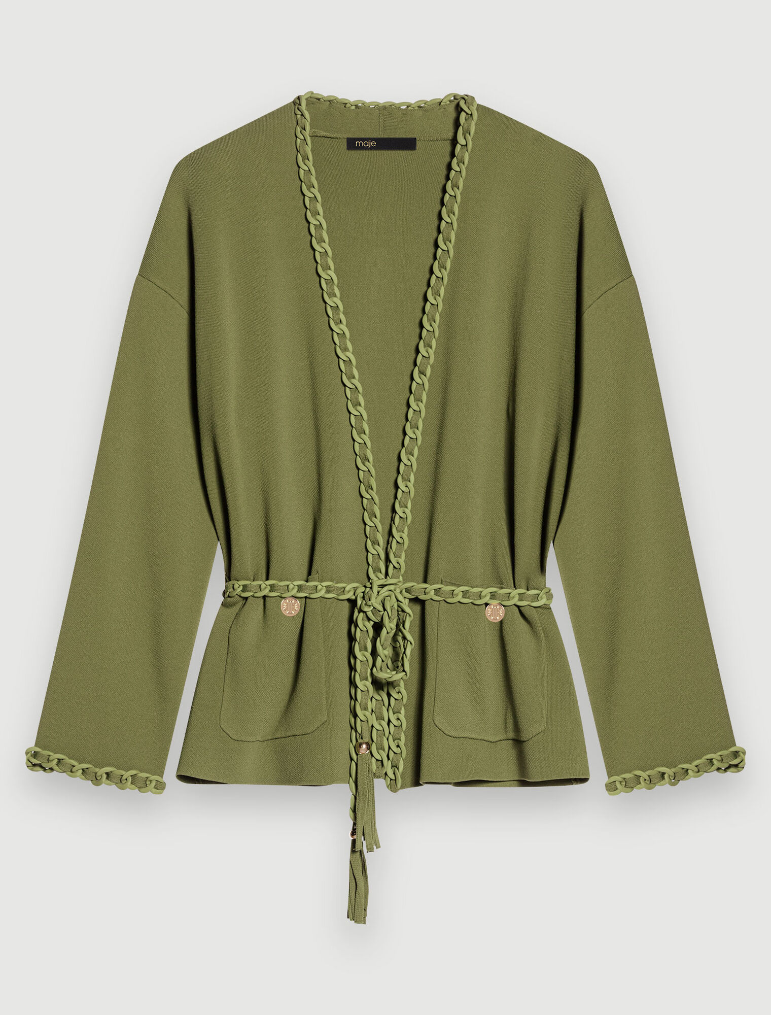 Cardigan con bordi intrecciati