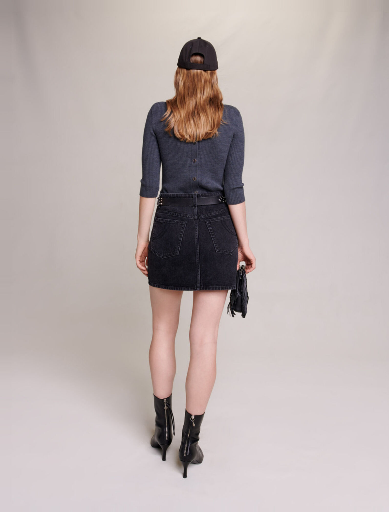 Gonna corta in denim con strass