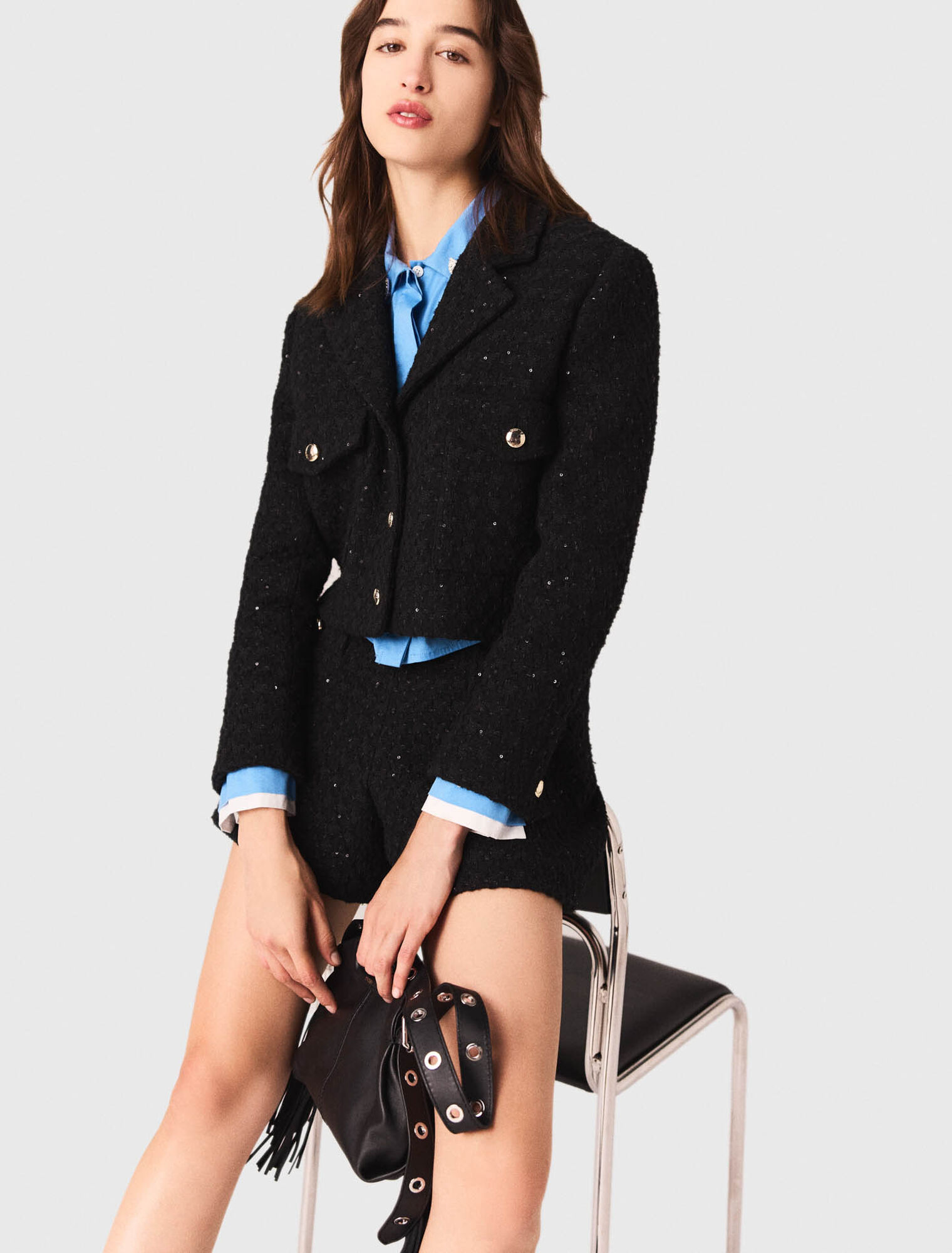Giacca corta in tweed glitterata