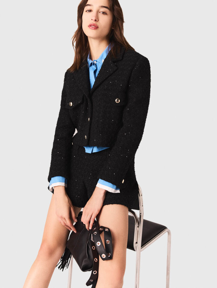 Giacca corta in tweed glitterata