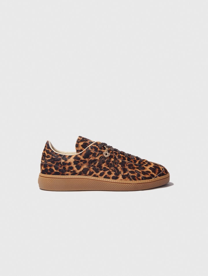 Sneaker casual in pelle leopardata
