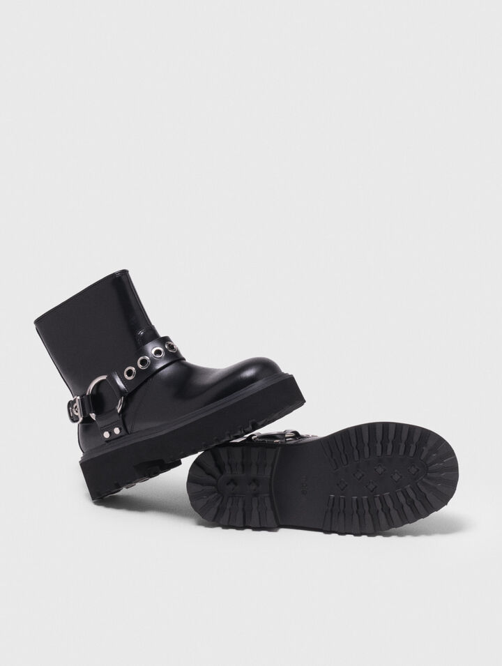 Stivaletto biker in pelle